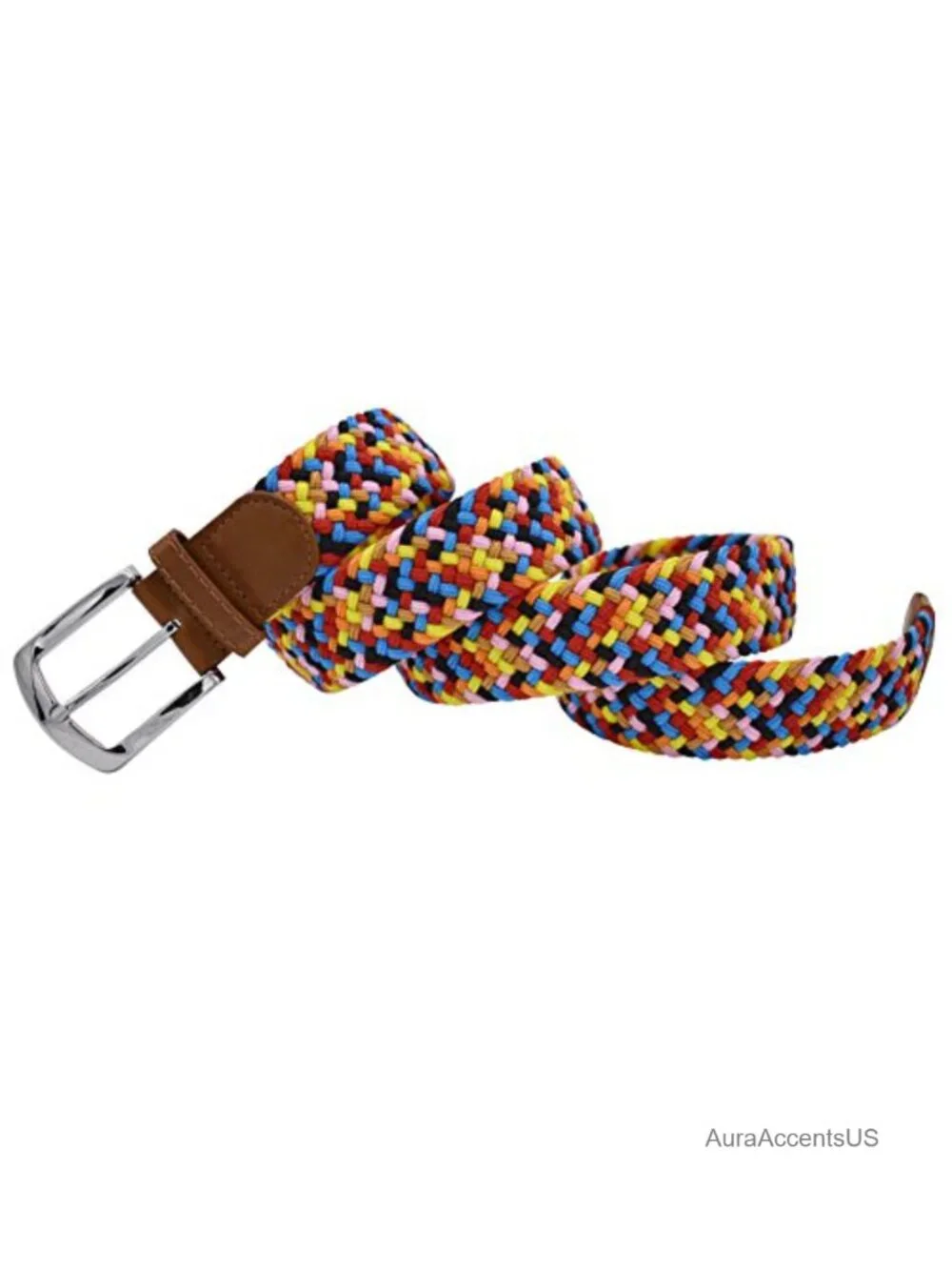Stretch Belt Elastic Braided Fabric Belt No Hole Tie Belt for Men and Women